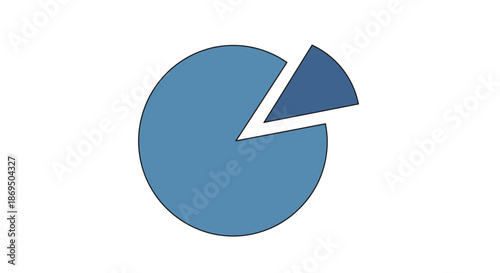 A blue pie chart slice separated from the main chart on a white background
