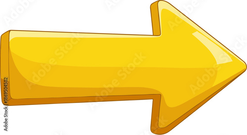 Glossy Cartoon Style Yellow Arrow Pointing Right Direction Sign