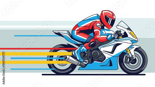 A Dynamic Motorcycle Racer speeding along a track in a high adrenaline race scene.