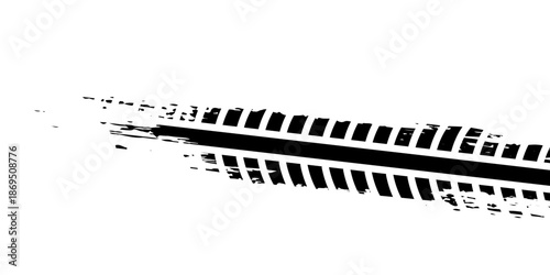 Tire track. Car, bike, motorcycle tyre mark with grunge effect isolated on white background. Wheel footprint on the road