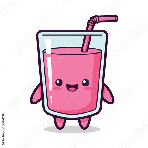 Pink Smoothie Cartoon Character Illustration