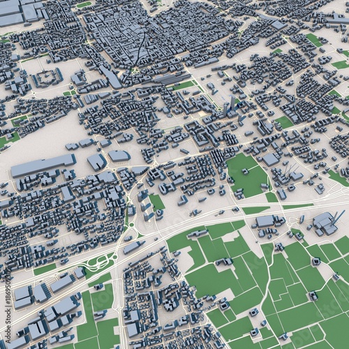 Brescia City Italy 3D Rendering Map