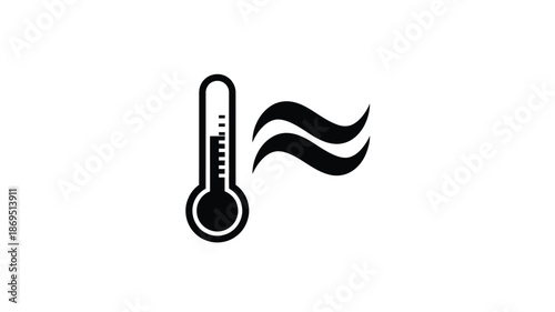 A thermometer and wavy lines a simple weather icon silhouette