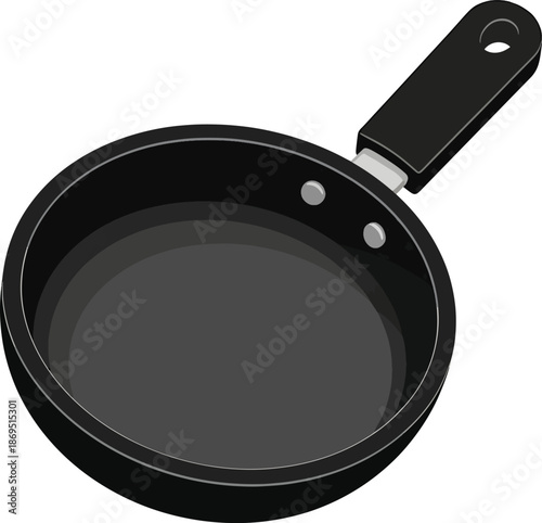 A black frying pan with a handle