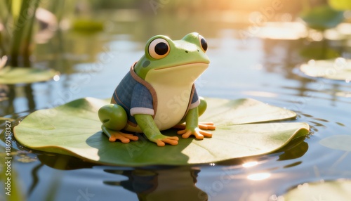 frog in the water