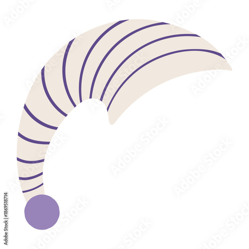 Cute nightcap with pompom, isolated on transparent background. Hand drawn flat vector illustration. Night, bed time, sleeping, nightwear, kid print, design element, clip art