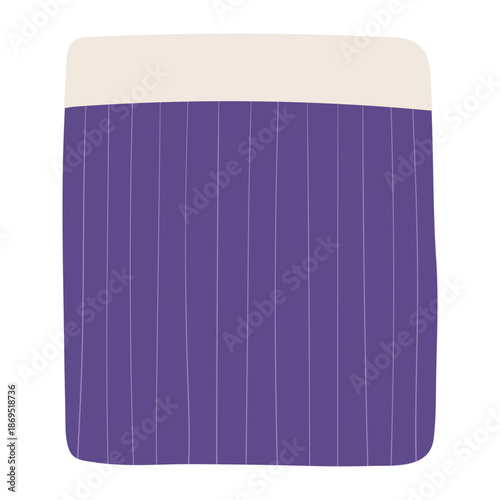 Cute blanket, bed cover, futon, duvet, comforter, isolated on transparent background. Hand drawn flat vector illustration. Night, bed time, sleeping, kid print, design element clip art