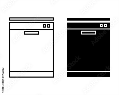 Two dishwashers side by side one white and one black with control panels and handles kitchen appliance