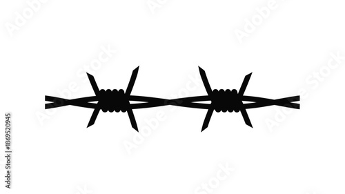A simple black and white depiction of barbed wire as a silhouette
