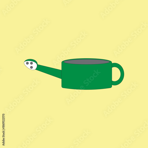 Green watering can icon vector illustration. Gardening tool