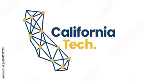 California connected dots map stock illustration.