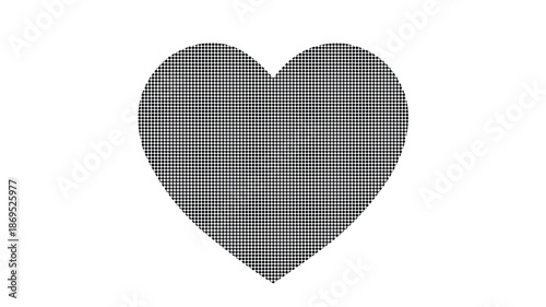 Black Dotted Heart Shape On White love symbol