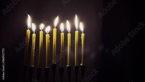 Hanukkah Menorah with Burning Candles