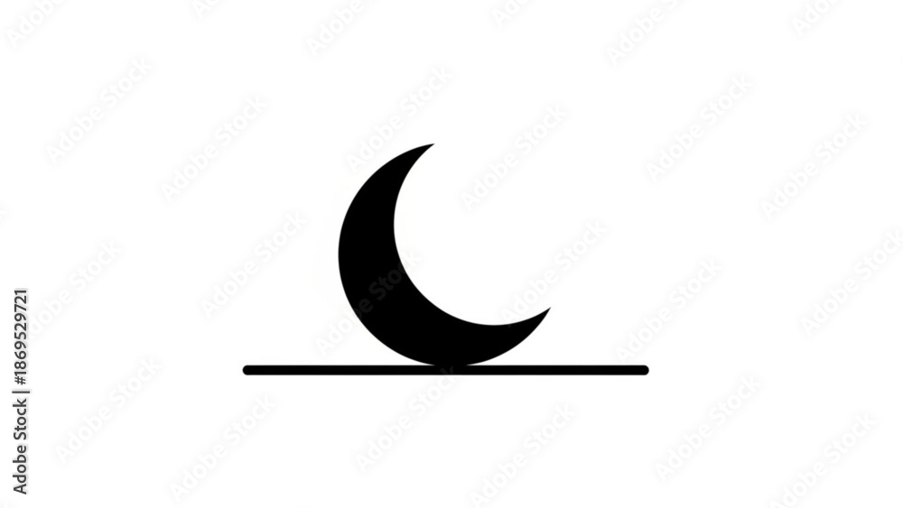 Obraz premium Crescent Moon Icon on White Background