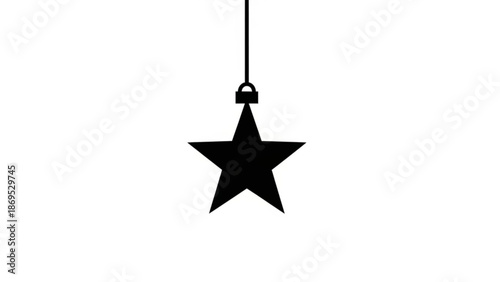 Black Star Hanging on String Isolated on White Background