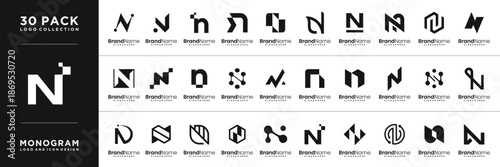 Modern technology letter N logo design collection
