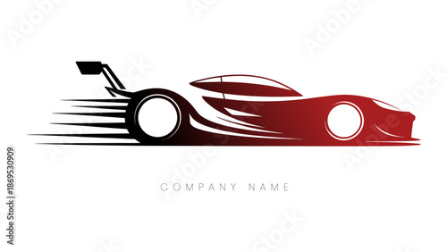 Racing car silhouette logo with speed motion lines, modern automotive branding design