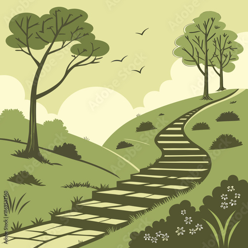 vector illustration of a rural landscape