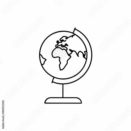 Globe Vector Icon – Clean Outline World Map Design