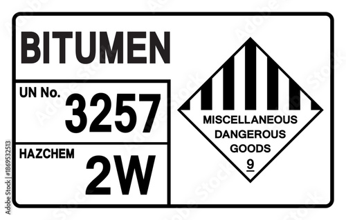 Bitumen UN 3257 Symbol Sign, Vector Illustration, Isolate On White Background, Label.EPS10