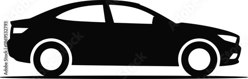 Black silhouette of a modern car viewed from the side automobile vehicle