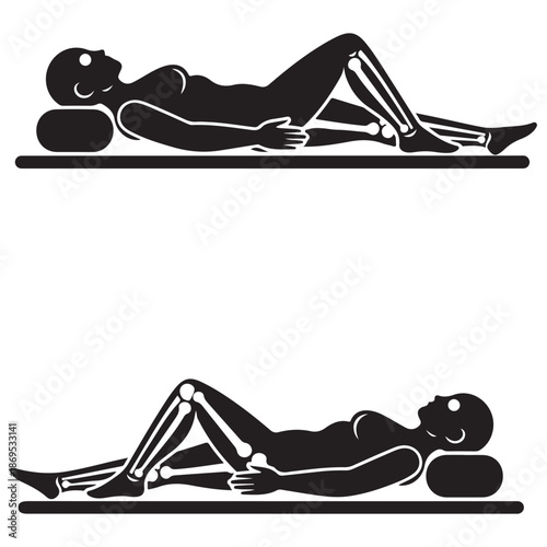 Illustration of Person Lying Supine with Bent Knees, Showcasing Leg Anatomy and Comfortable Posture