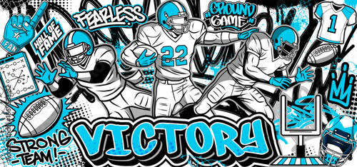 American Football Background in a vector graffiti style. Football sport illustration in graffiti art
