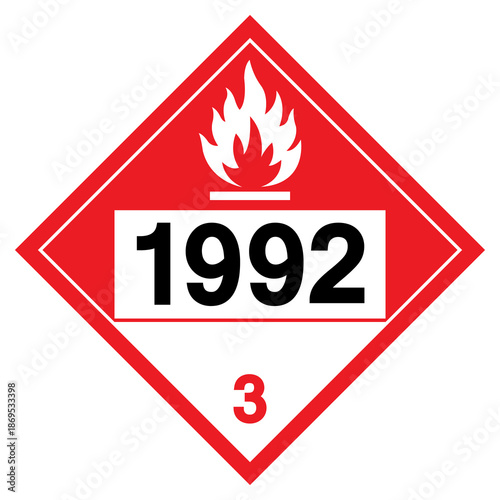 Flammable Liquid NOS UN1992 Symbol Sign, Vector Illustration, Isolate On White Background, Label.EPS10