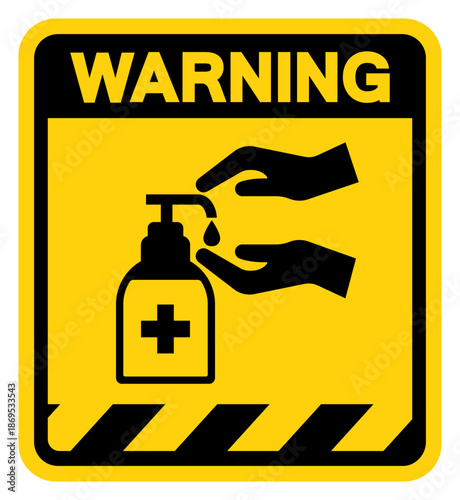 Please Use Hand Sanitiser Warning Sign, Vector Illustration, Isolate On White Background Label. EPS10