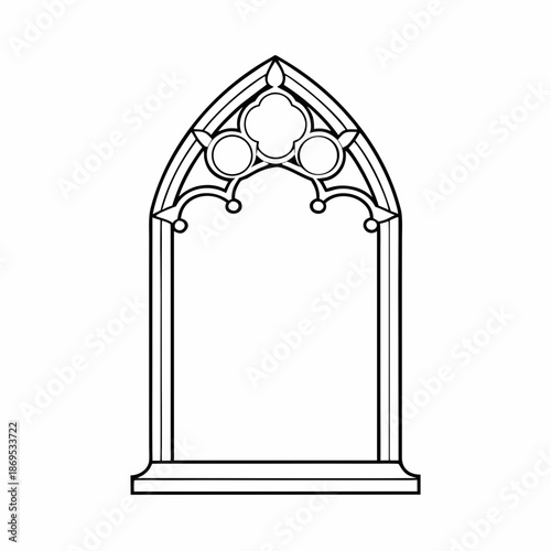 Gothic Window Frame Vector Outline