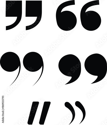 Quote Mark Vector Icon Set for Text and Typography