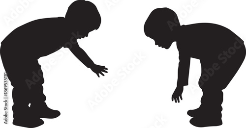 Two children playing hide and seek