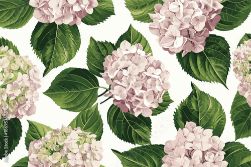 Hydrangea flower background. Floral botanical pattern for decorative designs