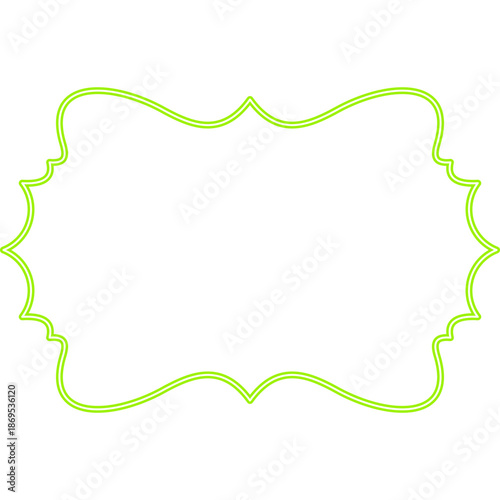 Neon Green Decorative Frame on Black Background