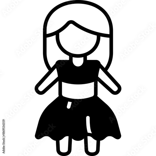 Baby Doll Toy Figure Fill Icon: Kids Playtime