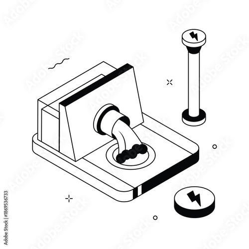 A premium isometric illustration of hydropower, ready to use vector