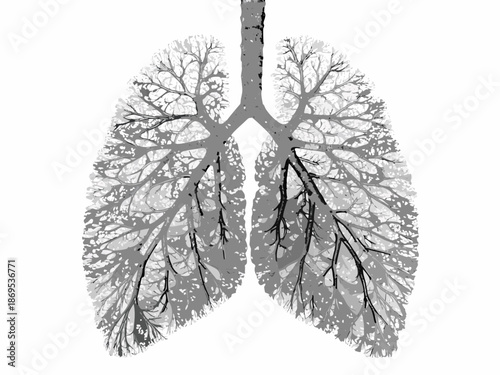 A striking image of lungs creatively shaped as a tree with branching limbs