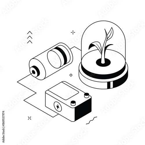 A visually appealing isometric illustration of green energy, trendy vector