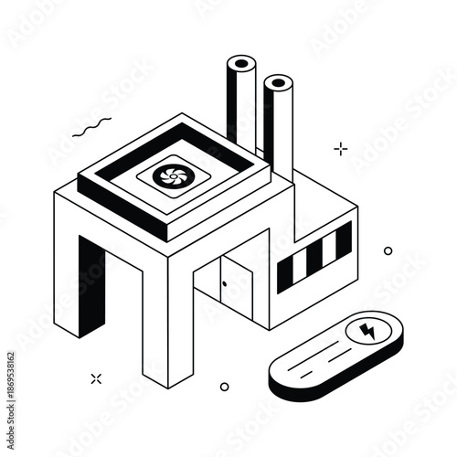 A premium isometric illustration of power industry designed, ready to use