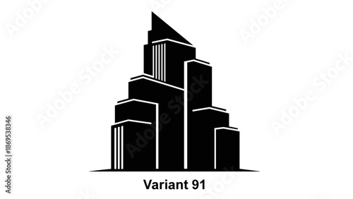 Black Modern Cityscape Building Silhouette Illustration.