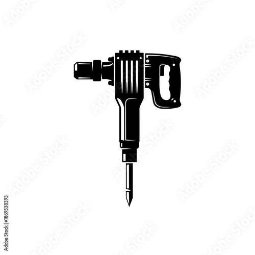 Black Electric Drill on White Background.