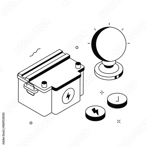 An amazing isometric illustration of power battery energy storage unit