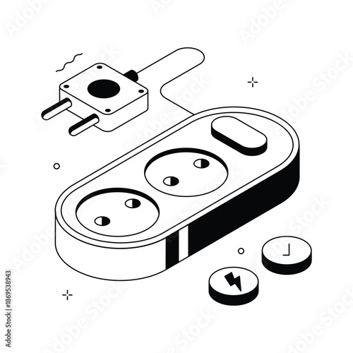 Check out this amazing isometric illustration of power extension electrical socket