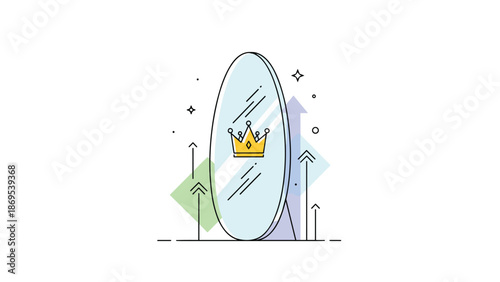 Mirror Reflecting a Golden Crown Symbolizing Royalty and SelfEsteem, Generative AI.