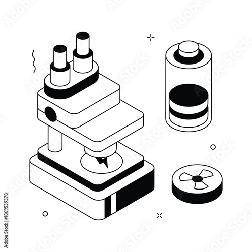 An isometric illustration of energy research laboratory environment