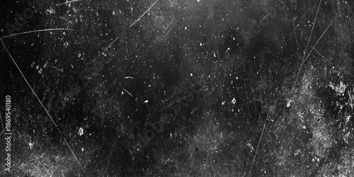 A stark black and white textured background shows numerous scratches smudges and imperfections creating a distressed effect