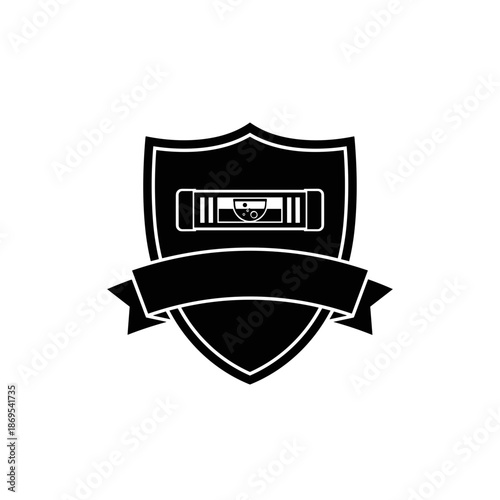 Black Shield Badge with Level Icon.