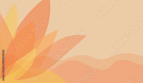Minimal Abstract Lotus Flower Landscape in Warm Tones, Meditation Mindfulness Vector for Wellness, Yoga, Relaxation and Calm Design