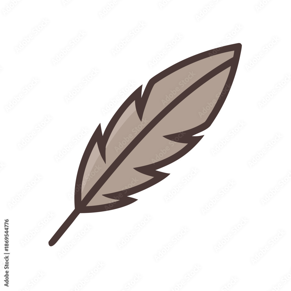 Obraz premium Brown feather on a white background, minimal style, copy space 