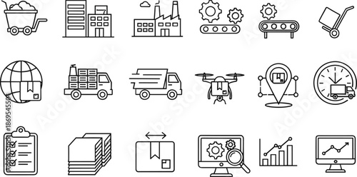 Black and white line for logistics and transportation line black and white business
